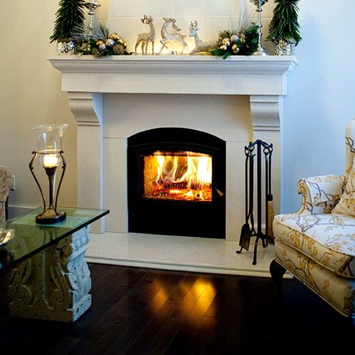 indoor wood burning fireplace