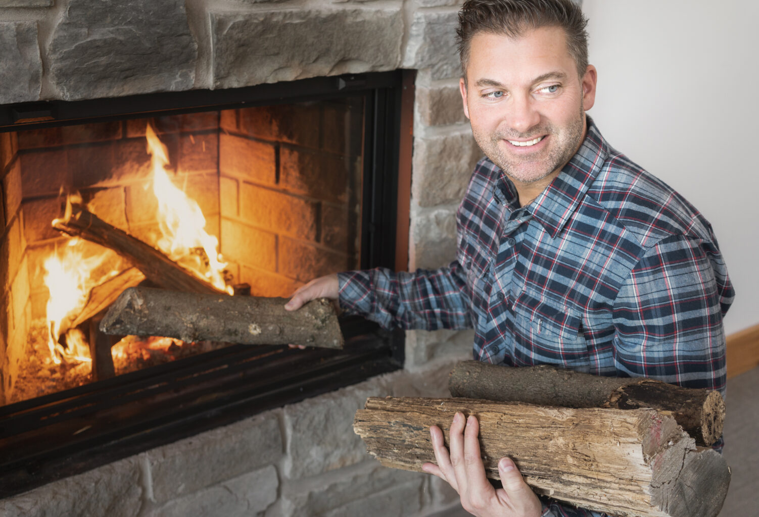 indoor wood burning fireplace