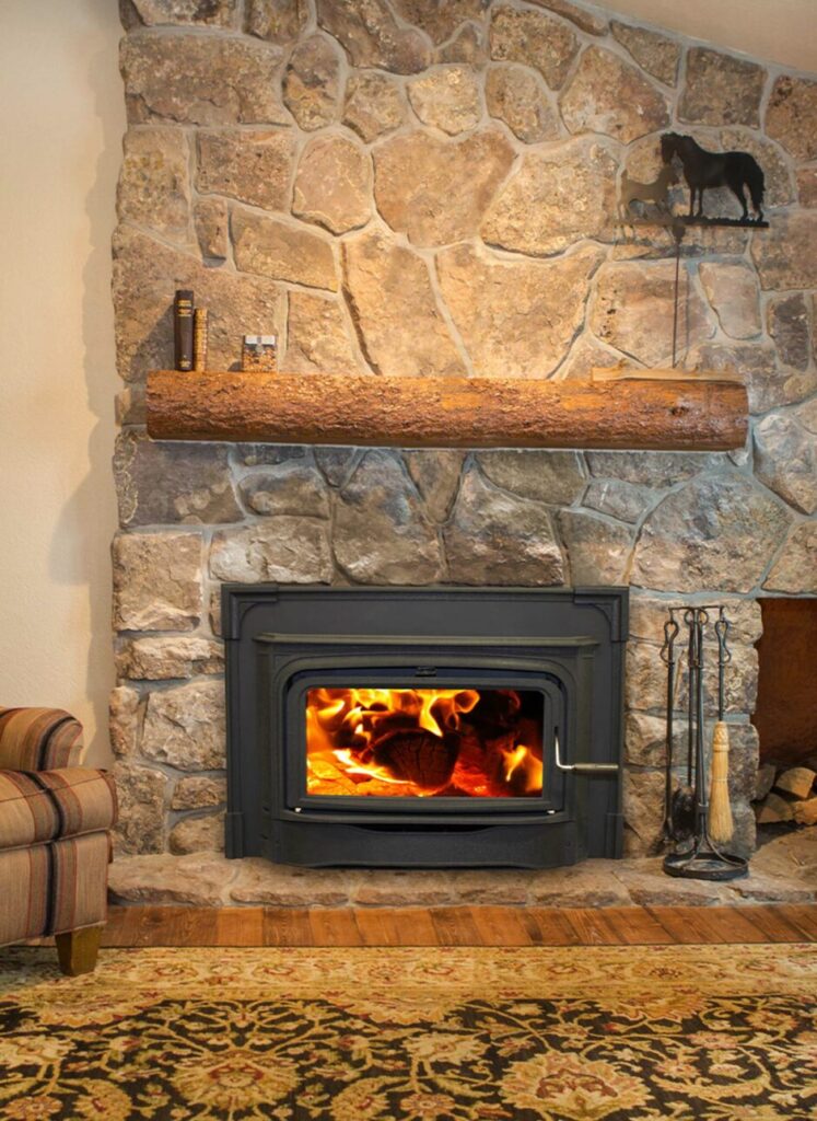 indoor wood burning fireplace